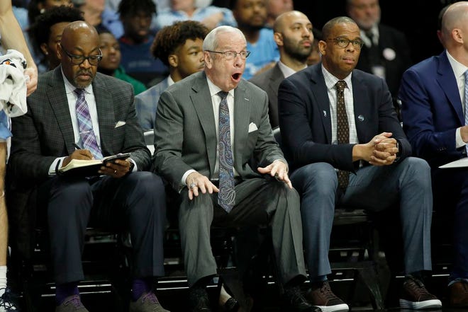 North Carolina coach Roy Williams reacts during Tuesday's loss at Wake Forest.