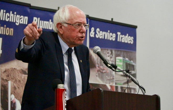 U.S. Senator and 2020 presidential candidate Bernie Sanders stopped at Local Union 174 in Coopersville as part of his Midwest tour on April 13. [Brian Vernellis/Sentinel staff]