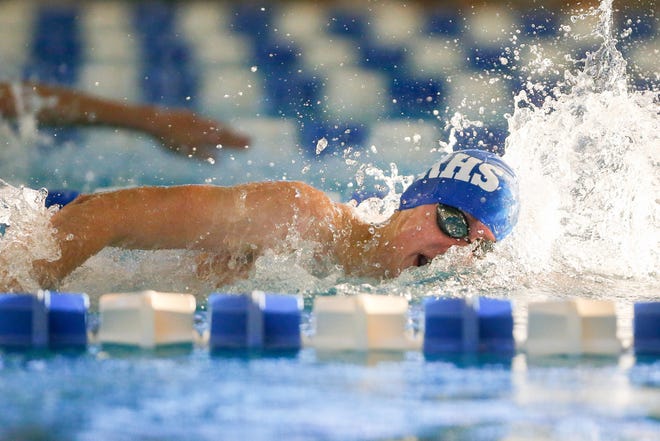 Washburn Rural sophomore swimmer Dagen Clouse is the City Athete of the Week after winning four Centennial League gold medals and helping lead the Junior Blues to the team championship. [Evert Nelson/The Capital-Journal]
