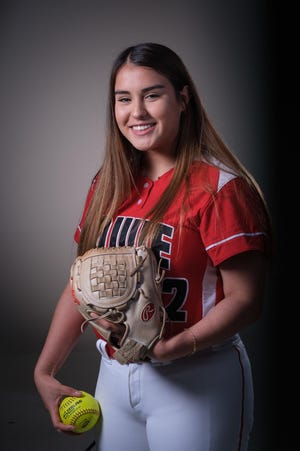 Cat Esteves, who pitches for Bowie, plans to study and play softball at San Jose State next year. [Mark Matson/for Statesman]