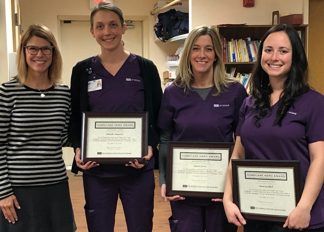Kimball Healthcare At Home Occupational Therapists, Siana Goodhall, Michelle Choquette, and Karen Kosier, receive the Remarkable Rookie award. [contributed photos]