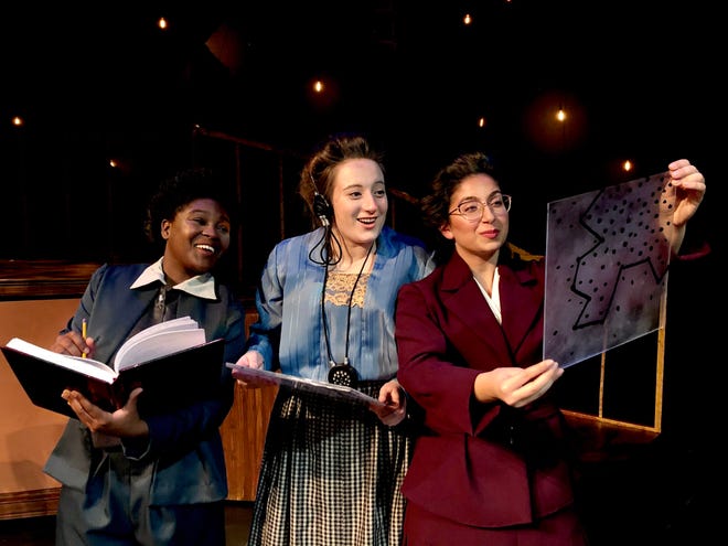 College of Wooster students, from left, Annie Sheneman, Amari Royal and Linat Westreich are in the COW production of “Silent Sky.”