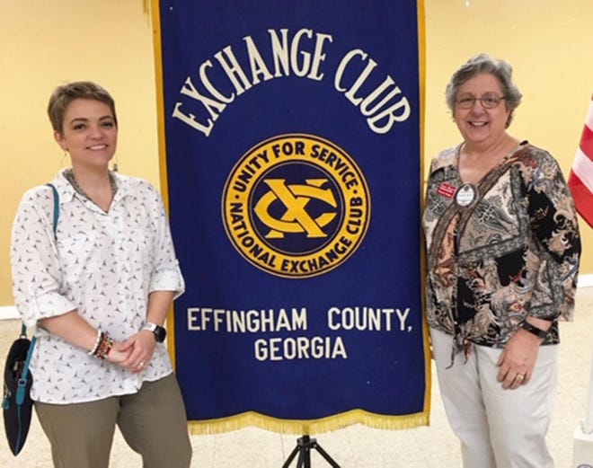 Erin Phillips, left, with Marian Hodge, vice president of the Exchange Club. [COURTESY YVETTE CARR]