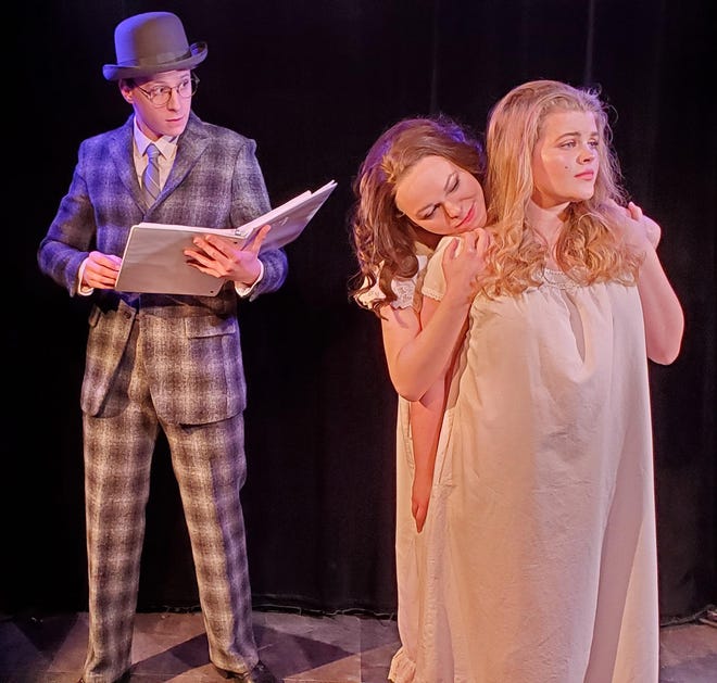 From left, Lemml (Mychajlo Johnson), Manle (Taylor Moriarty) and Rifkele (Eva Scherrer) in the Ohio State University theater department production of “Indecent.” [J. Briggs Cormier]