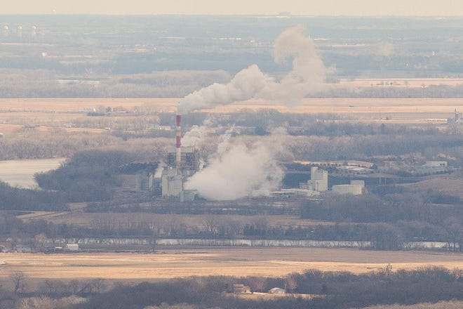 Nestled just south of the Kansas River in Douglas County, the Lawrence Energy Center is a coal-powered plant operated by Evergy. It accounts for 487 megawatts of Evergy’s energy output. [Evert Nelson/The Capital-Journal]