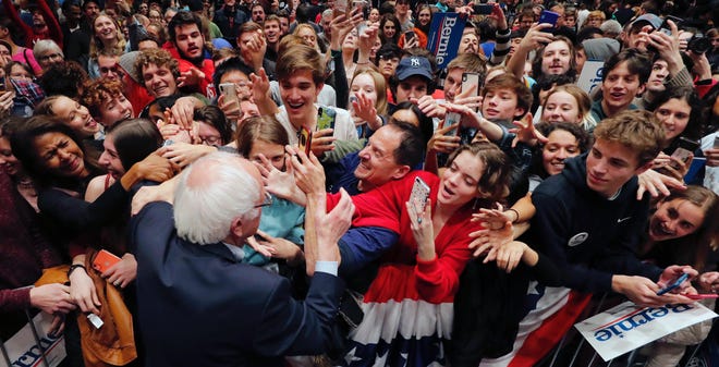 Bernie Sanders at a campaign event in Durham on Feb. 14. [ASSOCIATED PRESS]