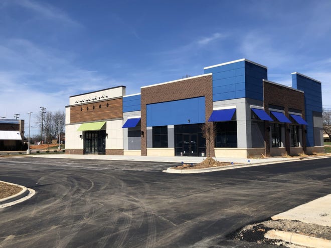 Salsarita’s Fresh Mexican Grill will open this summer in one of the new buildings within the new Franklin Woods commercial development, which is still under construction in Gastonia. [Michael Barrett/The Gaston Gazette]