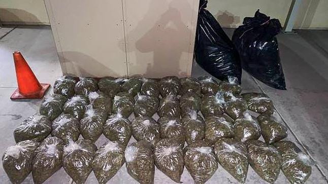 A San Bernardino County Sheriff’s deputy discovered 70 pounds of marijuana after a traffic stop in Apple Valley on Thursday, March, 6, 2020. [PHOTO COURTESY OF THE SAN BERNARDINO COUNTY SHERIFF’S DEPARTMENT]