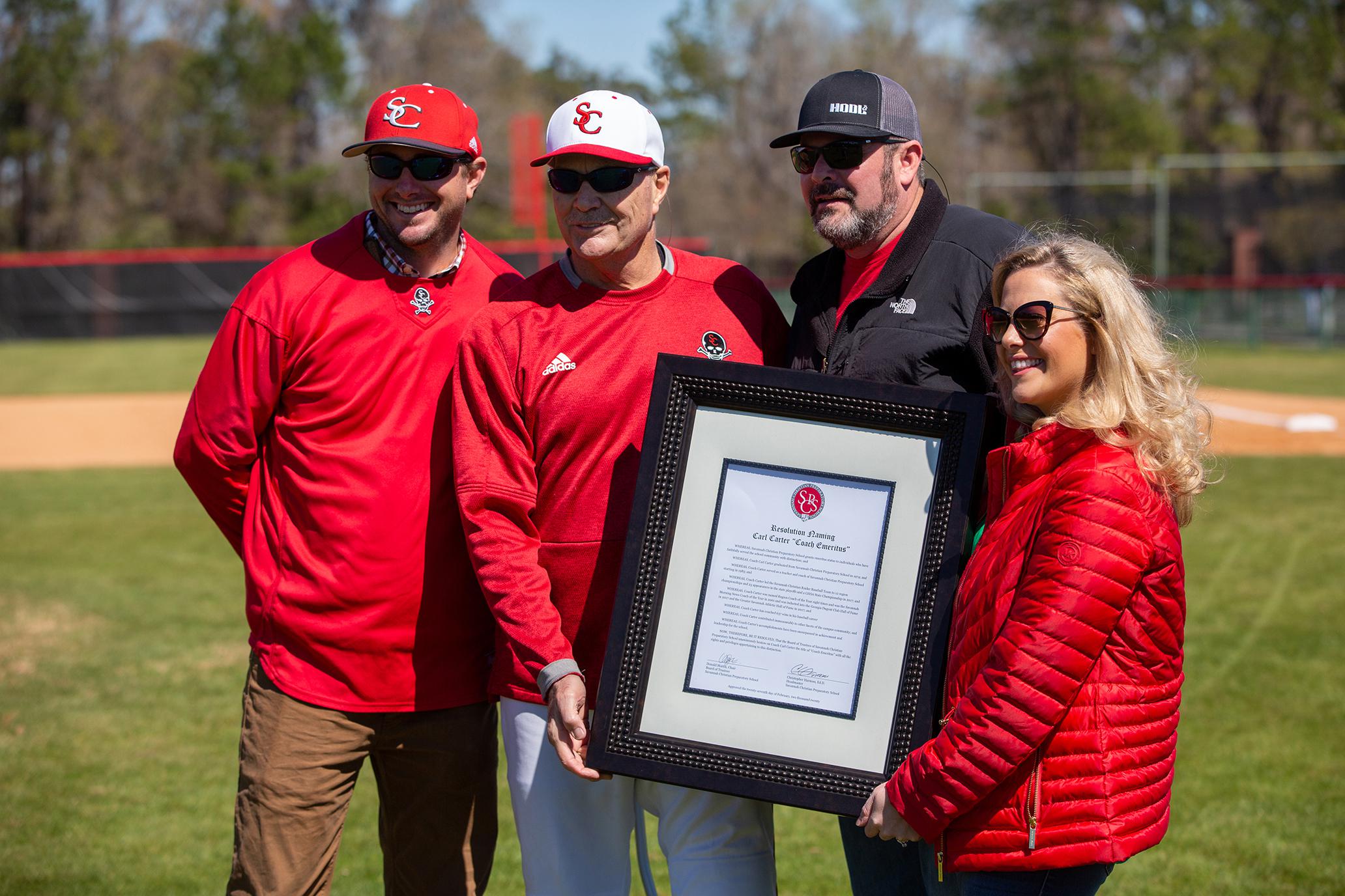 Former Savannah Christian baseball coach Carl Carter honored with field  dedication
