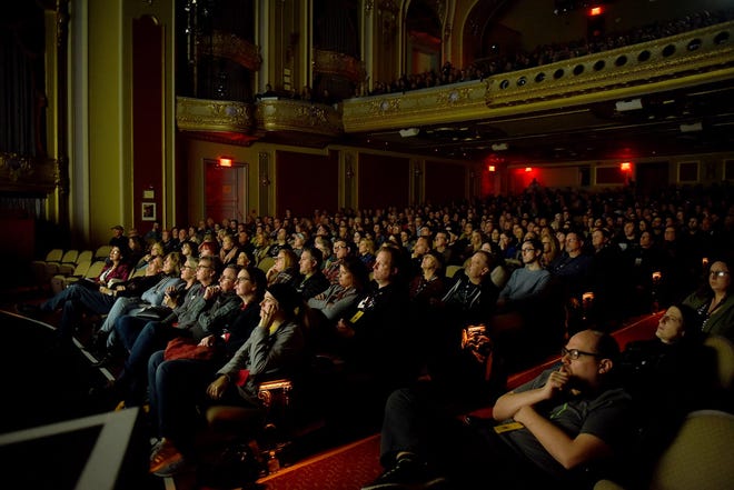 True/False Film Festival fans watch a documentary called "Welcome to Chechnya" Saturday at the Missouri Theater. [Don Shrubshell/Tribune]