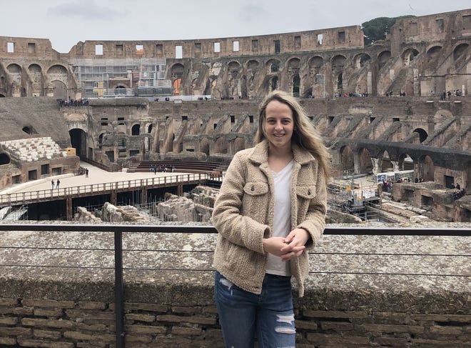 Lia Ehlers, of Hanover, at the Colosseum in Rome on Sunday, March 1, 2020 just three days before she left and the day after she found out she had to return to the United States. (Photo courtesy of Ehlers)