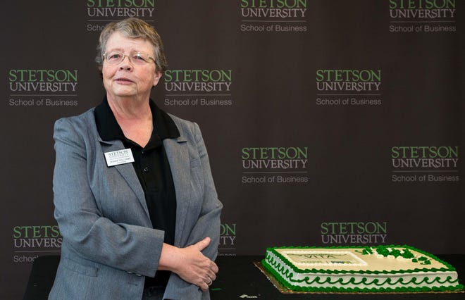 Bonnie Holloway, visiting lecturer in accounting at Stetson University, leads the Volunteer Income Tax Assistance as site director. The group brings together accounting students with taxpayers who have earned less than $56,000 to provide free help in filing taxes. [Stetson University/Lisa Yetter]