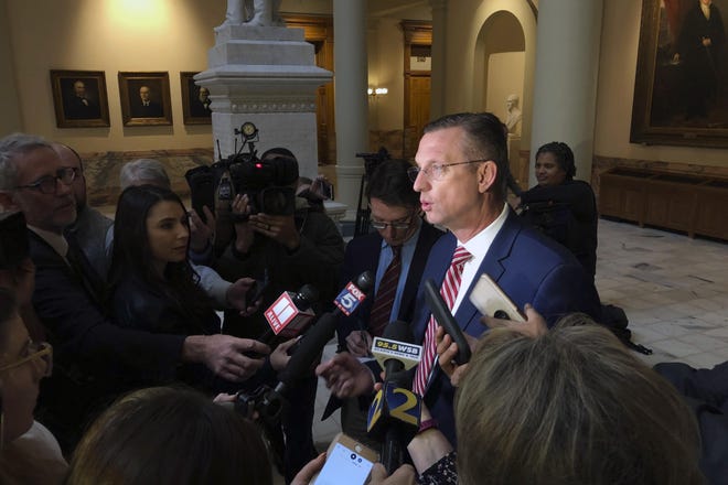 ///  

Republican U.S. Rep. Doug Collins speaks to reporters at the Georgia state capitol in Atlanta on Monday, March, 2, 2020 after qualifying to run in a special election for the U.S. Senate. Collins will face off against fellow Republican U.S. Sen. Kelly Loeffler, who was appointed to the seat by Georgia Gov. Brian Kemp, as well as multiple Democrats, for the last two years on the term of now-resigned Johnny Isakson.(Associated Press/Jeff Amy)