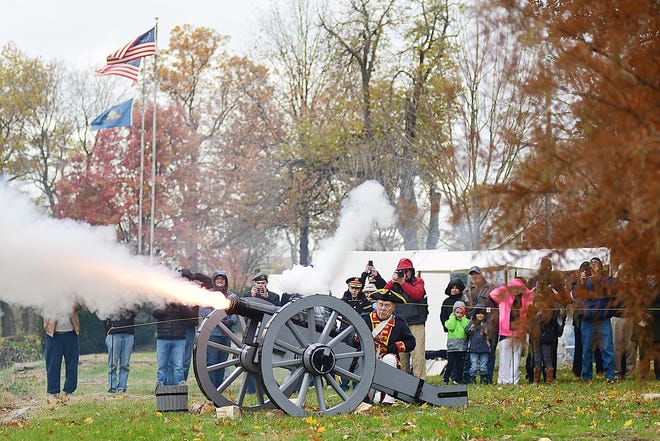 Andy Janicki of Georgetown, member of the Fort McIntosh Garrison, sets off the cannon that was dedicated at Fort McIntosh in Beaver during its 240th anniversary celebration in this file photo. [Tiffany Wolfe/BCT file photo]