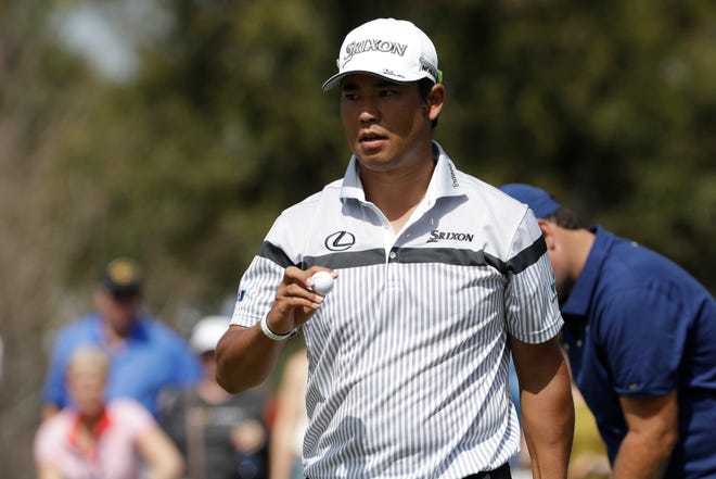 Hideki Matsuyama opened with four straight birdies and closed with a 3-wood into 25 feet for eagle and a 9-under 63, the ninth player to share the record at Sawgrass. [AP Photo/Chris O'Meara]
