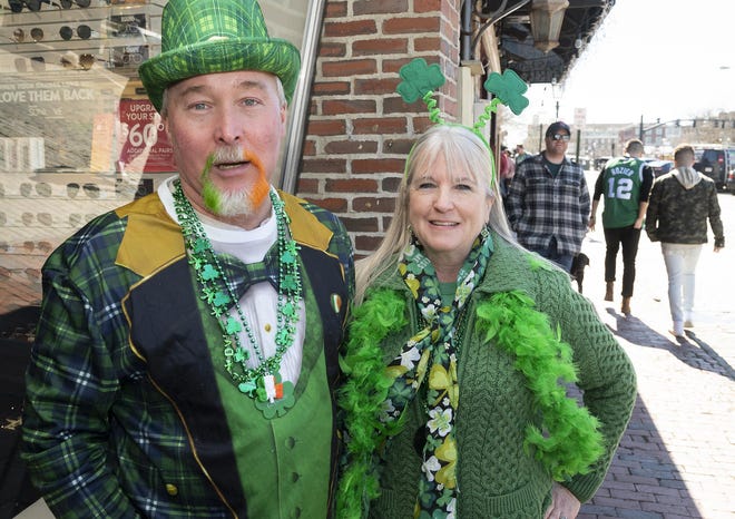 Jon and Leslie Larsson of East Greenwich spent the weekend in Newport even though the parade was canceled. [DAVE HANSEN PHOTO]