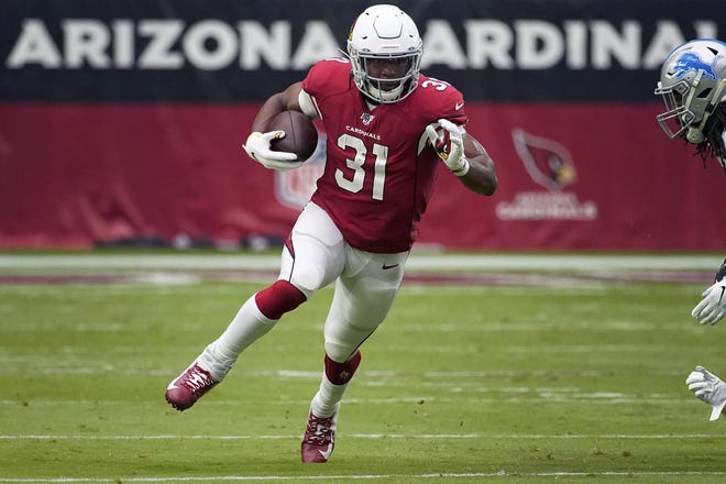 Running back David Johnson battled injuries for much of 2019 and finished with 345 yards rushing and 370 yards receiving. [Rick Scuteri/The Associated Press]