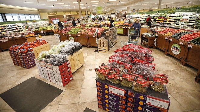The produce section at Roche Bros. Supermarket in Marshfield is fully stocked on Monday March 16, 2020.

(Greg Derr/The Patriot Ledger)