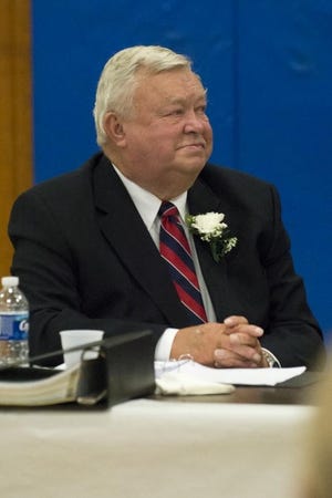 Joseph P. Norton looks on as his work as a Scituate selectman is being recognized during Annual Town Meeting in 2013. [Wicked Local file photo]