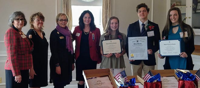The Col. Thomas Lothrop Old Colony Chapter of the Daughters of the American Revolution honored four teens at the chapter’s 2020 Good Citizens award ceremony earlier this month in Cohasset. (Handout photo)