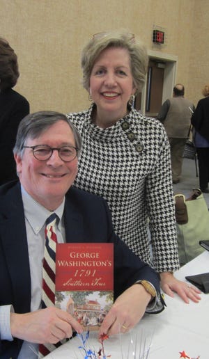 Cleveland County DAR guest speaker Warren Bingham and wife Laura. Mrs. Bingham grew up in Kings Mountain and three of her great-aunts were charter members of theColonel Frederick Hambright Chapter. [Special to The Star]