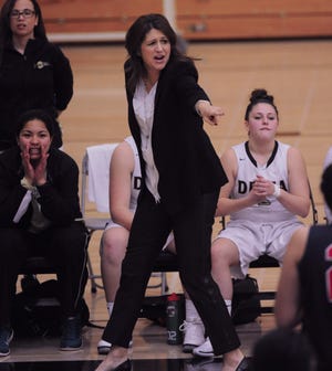Delta College head coach Gina Johnson led the Mustangs to a 29-1 record and was named the Northern Region women’s basketball coach of the year. [CALIXTRO ROMIAS/STOCKTON RECORD FILE 2016]