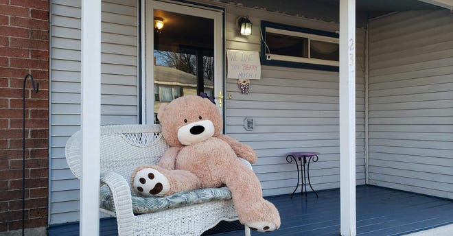 Hundreds of residents across the city are participating in the Leominster Bear Hunt by placing teddy bears in a street-facing window and other visible locations so children can hunt for them on a drive or walk. [SUBMITTED PHOTO]