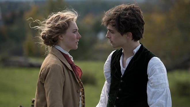 Saoirse Ronan and Timothée Chalamet in “Little Women,” one of the movies Paramount Theatre suggests for its family film double feature. [CONTRIBUTED BY COLUMBIA]
