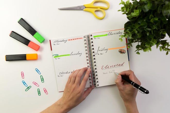 Stay organized and productive with a bullet journal. All you need is a notebook and a pen. If you want to get creative, check out tutorials on YouTube like this video called “How to Bullet Journal,” found at youtube.com/watch?v=fm15cmYU0IM [Getty images]