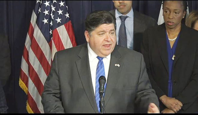 Gov. JB Pritzker speaks about the state's response to the coronavirus pandemic during an earlier news conference in Chicago. [Illinois.gov]