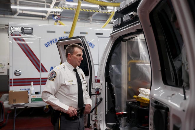 Thomas Nolan, public safety director for Upper Merion Township, said he worries about the coronavirus "constantly." His department has retrofitted certain ambulances to deal with the crisis. [TIM TAI / PHILADELPHIA INQUIRER]