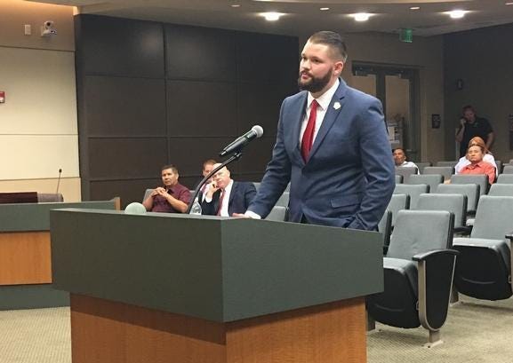 The Hesperia City Council on Tuesday will discuss a resolution that, if passed, will allow for the issuance of subpoenas to investigate alleged violations of the city’s municipal code by former Councilman Jeremiah Brosowske, who was removed from office by the Council in September 2019. [RENE RAY DE LA CRUZ/DAILY PRESS]