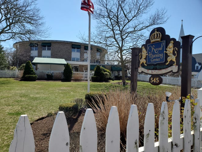 The Royal Falmouth Nursing and Rehabilitation Center on Main Street will be used as a "step-down" facility for patients with less severe cases of the coronavirus. Current residents are being moved to another facility in town. [Jessica Hill/Cape Cod Times]