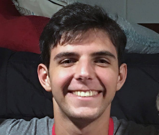 This August 2019 photo provided by Dave Goren shows Max Goren smiling on move in day at North Carolina State University in Raleigh, N.C. A student from N.C. State University has kept alive a tradition associated with postseason college basketball. Max Goren produced his own version of â€œOne Shining Moment,â€ similar to the video which CBS Sports showcases at the end of the men's national championship game. Gorenâ€™s work became something of a sensation, drawing nearly 63,000 views as of Monday, and requests to simulate his work for other sports. (Dave Goren via AP)