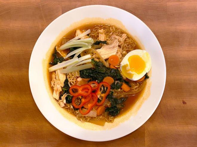 Packaged instant ramen, prepared with a little extra care and creativity. [DOMINIC ARMATO/THE REPUBLIC]