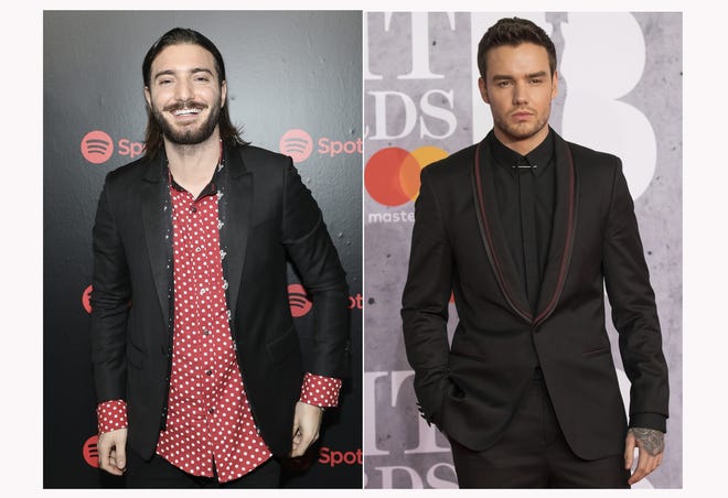 Alesso, left, at Spotify's Best New Artists Party on Jan. 25, 2018, in New York and Liam Payne at the Brit Awards in London, Feb. 20, 2019. [The Associated Press]