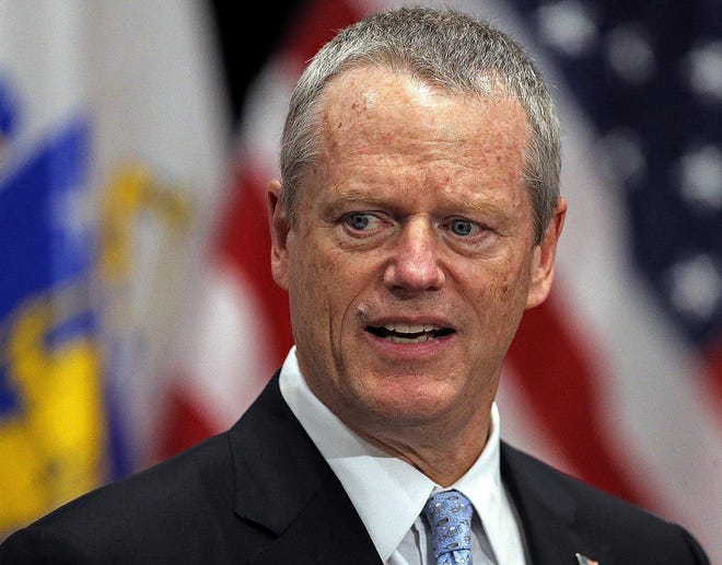 Gov. Charlie Baker has signed a bill suspending the MCAS exams for this year. [Photo: Matt Stone/Boston Herald/Pool]
