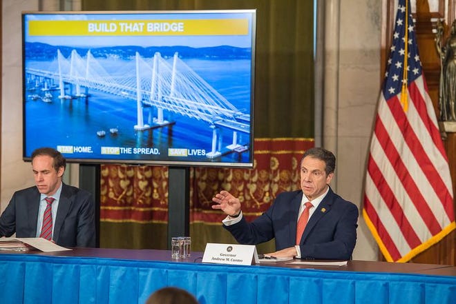 New York Gov. Andrew Cuomo at a daily press conference.