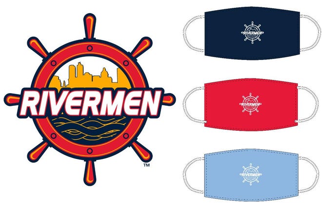 The Peoria Rivermen will begin selling these protective facial masks, in their team colors and logo, through their team merchandise site on Thursday, April 16, 2020. Portions of the proceeds will be used to by additional masks for donation to local medical responders. [COURTESY PEORIA RIVERMEN]
