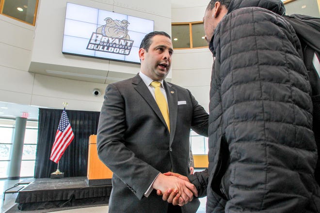 When Jared Grasso was named Bryant University’s men’s basketball coach two years ago this month, he was able to meet some of his players after his press conference at the school’s George E. Bello Center for Information and Technology. It’s a different story this spring. [The Providence Journal, file / David DelPoio]