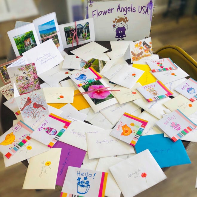 Flower Angels' volunteers have crafted 400 cards and hope to make another 300, one for each Cape resident in a nursing home or assisted living facility. [FLOWER ANGELS]