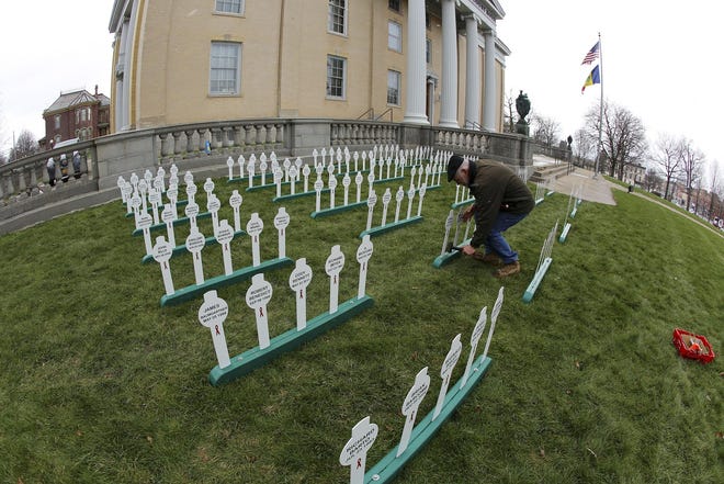 In this file photo, the finishing touches are placed on the STOP DWI Memory Garden on the front lawn of the Ontario County Courthouse.

[MELODY BURRI FOR MESSENGER POST MEDIA]