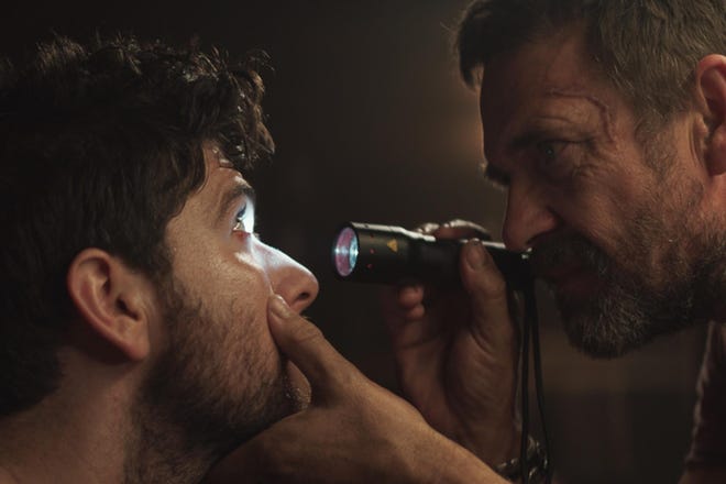 (L-R) Dougray Scott and Jack Hickey appear in a scene from "Sea Fever." (Credit: Gunpowder & Sky)