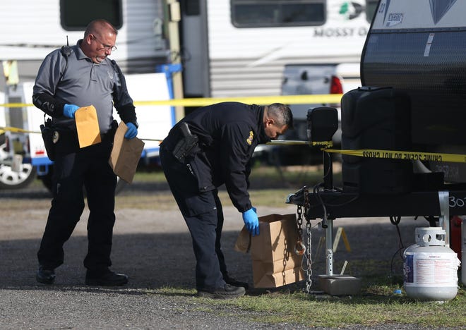 Law enforcement investigated a death in a FEMA trailer near 2nd CT and Kraft Avenue on Jan. 22, 2020 in Panama City. [PATTI BLAKE/THE NEWS HERALD]