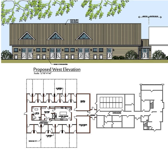 The proposed west elevation for the expansion at the Humane Society of Yates County’s Shelter of Hope.