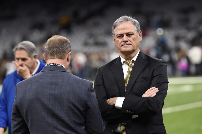 New Orleans Saints general manager Mickey Loomis and the organization are set for the 2020 draft. [Bill Feig/The Associated Press]