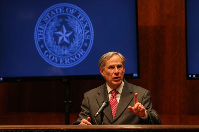 Gov. Greg Abbott, shown at a recent press conference, named a “strike force” to guide efforts to reopen the Texas economy, but the panel doesn’t include any local officials. [LOLA GOMEZ / AMERICAN-STATESMAN]