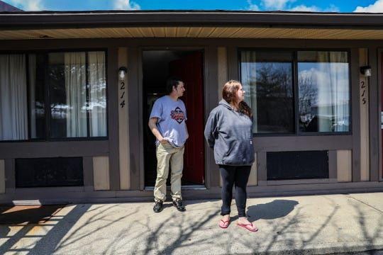 Sandra Pacholke, 42, is living at Knights Inn in Sterling Heights with her fiancé Shawn Brady, 47, after losing the home they were renting. They pay to stay at the hotel week-to-week. Hotels are not covered by Michigan's emergency ban on evictions. (Photo: Kimberly P. Mitchell, Detroit Free Press)