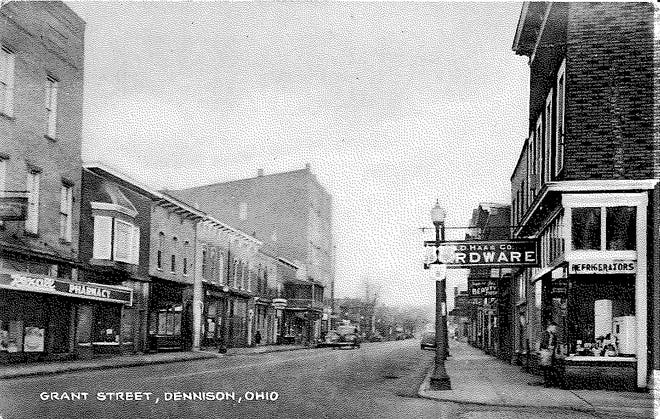 This postcard shows Grant Street in Dennison as it appeared in the 1940s. (Provided photo)