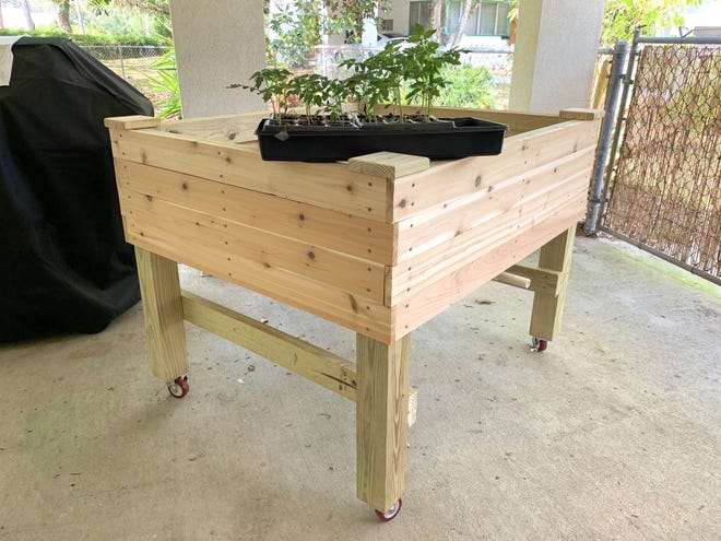 Raised garden bed on rollers. (Photo provided by Mimi Vreeland]
